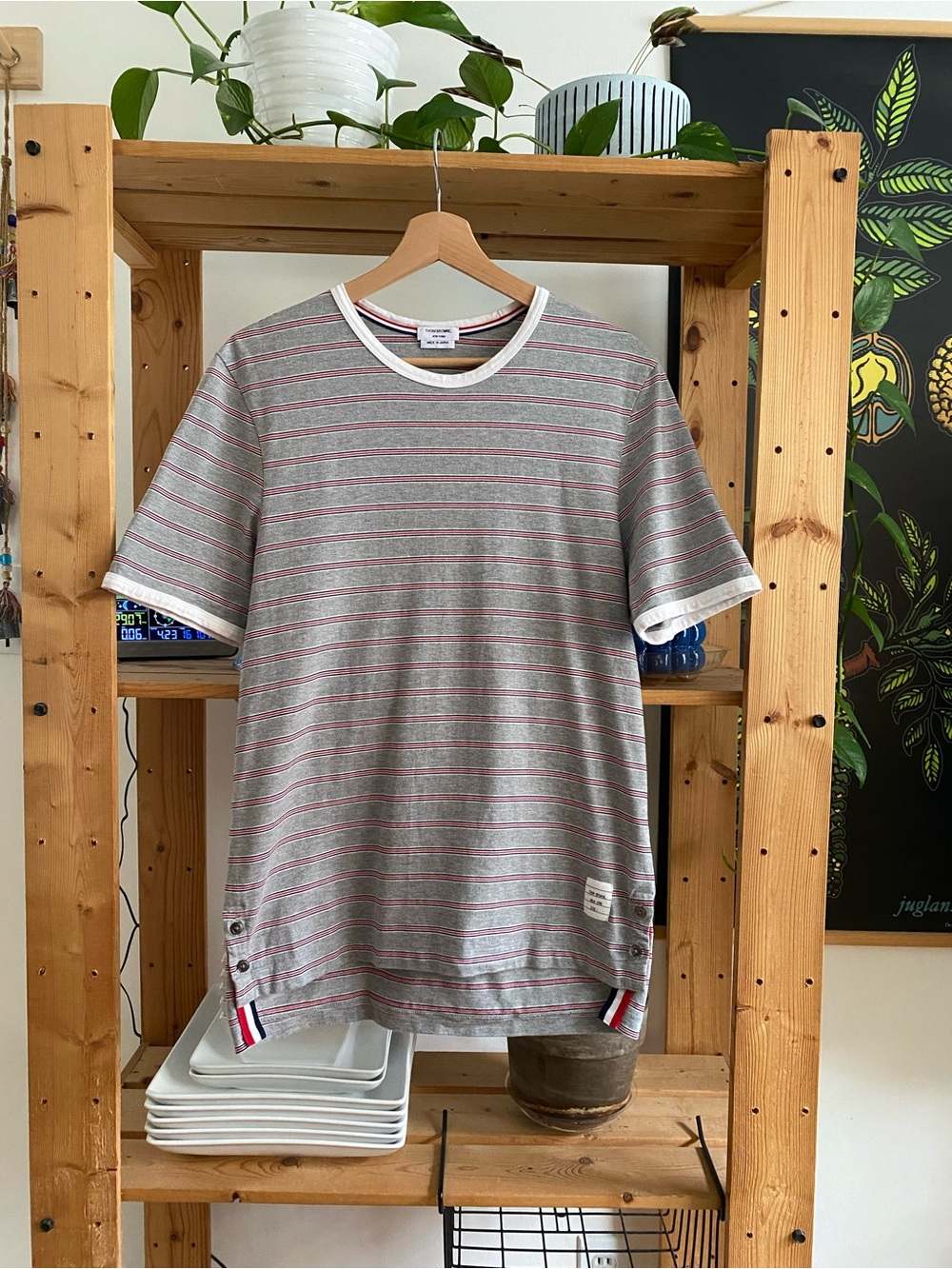 Thom Browne Striped Cotton-Jersey T-Shirt Gray Small - Picture 5 of 16